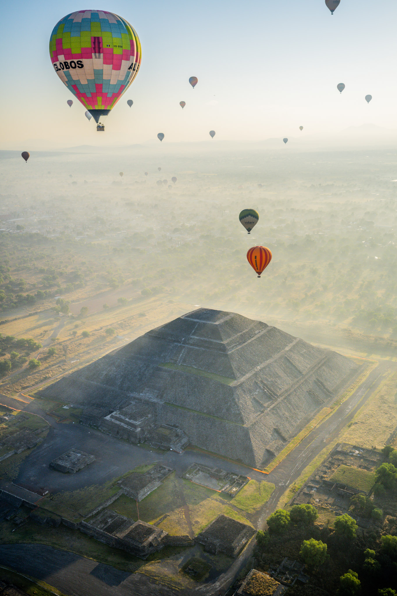 Hot Air Balloon over Aztec Pyramids