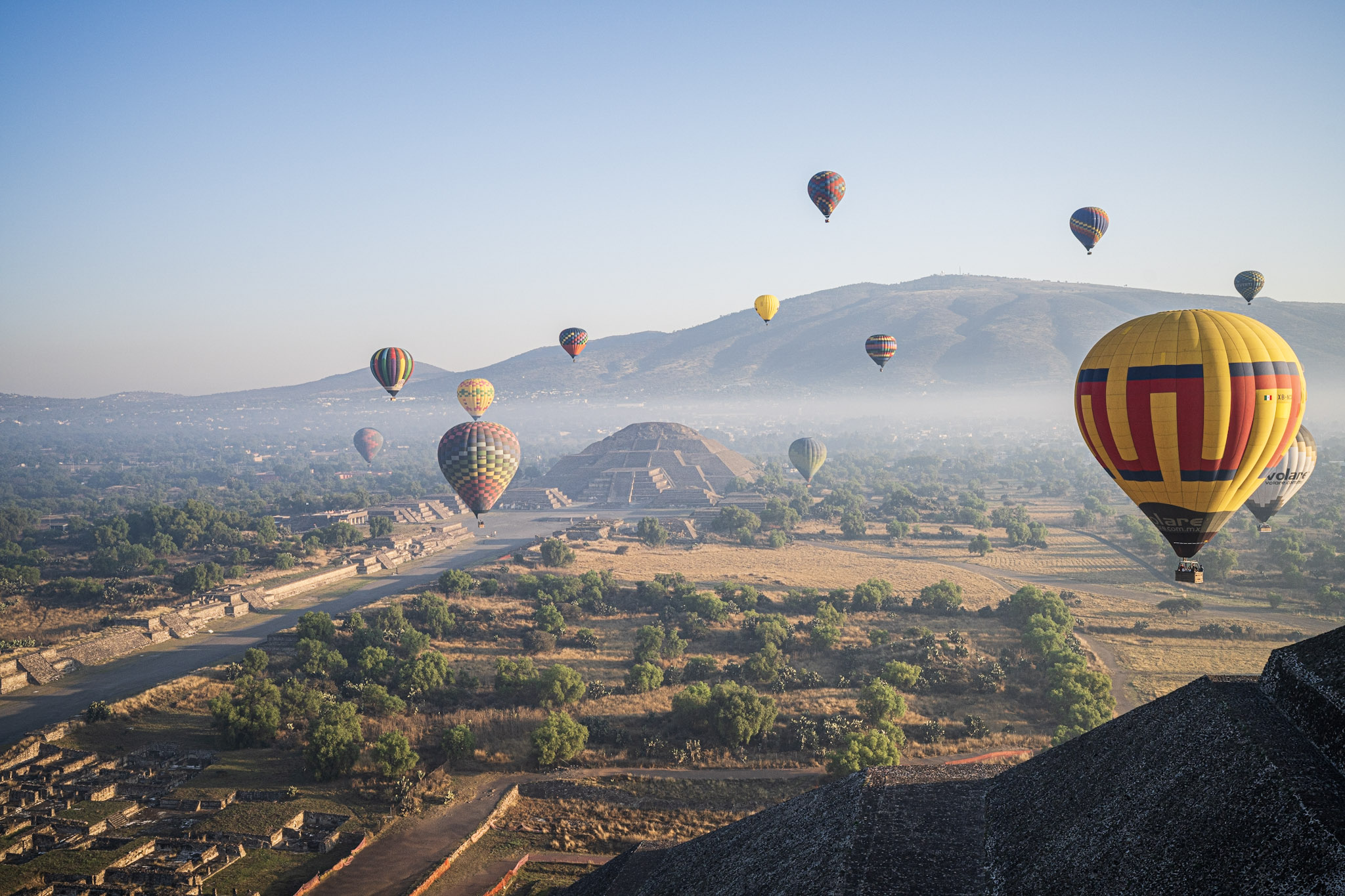 Hot Air Balloon over Aztec Pyramids
